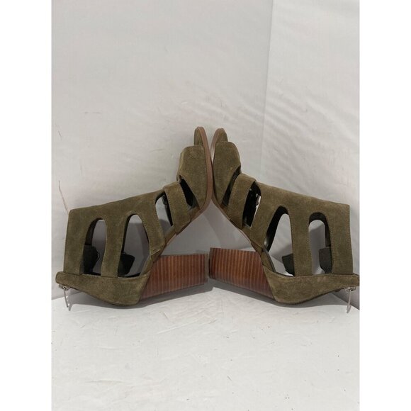 Marc Fisher Calinda Buckle Gladiator Sandals Green Suede Size 7 Block Heels - Picture 4 of 7
